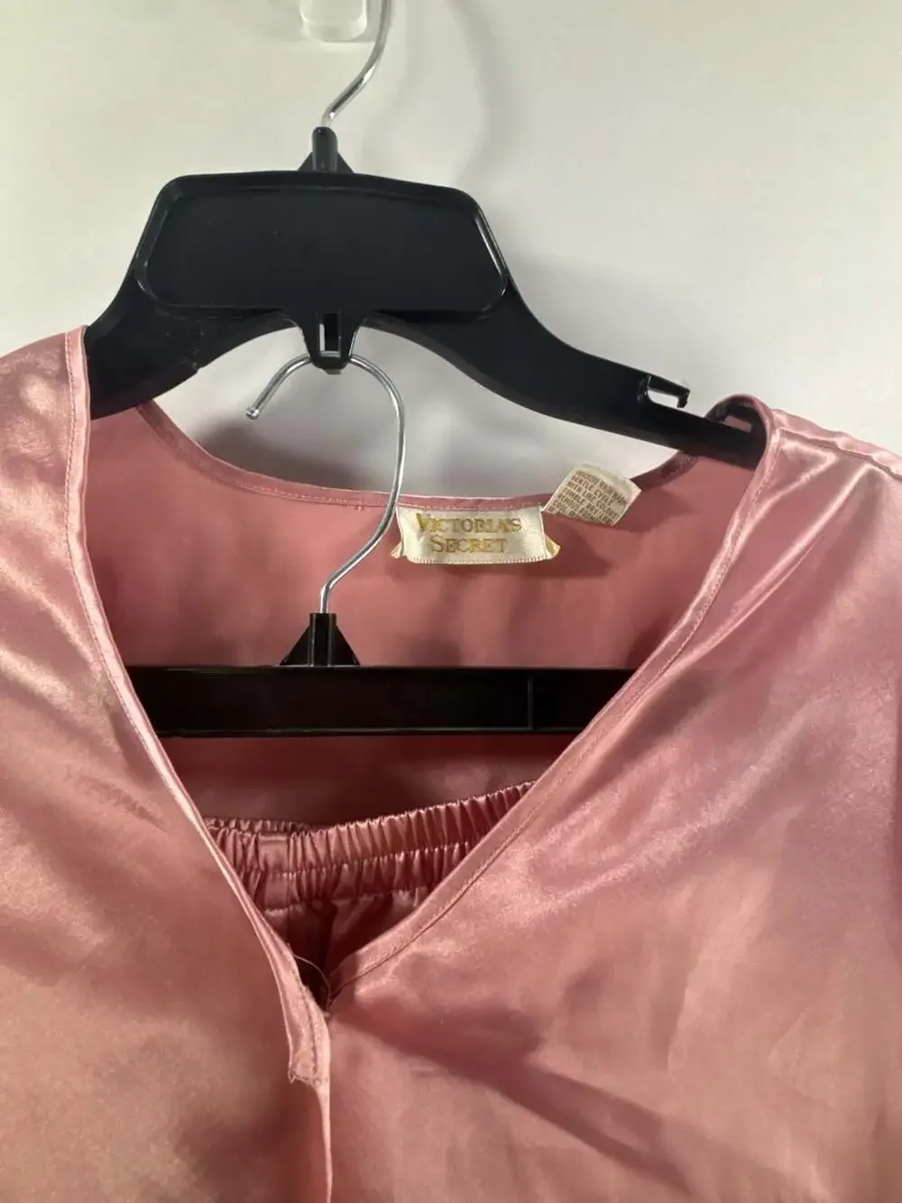 Vintage Victoria's Secret Gold Label Pajama Set with Embroidered Trim